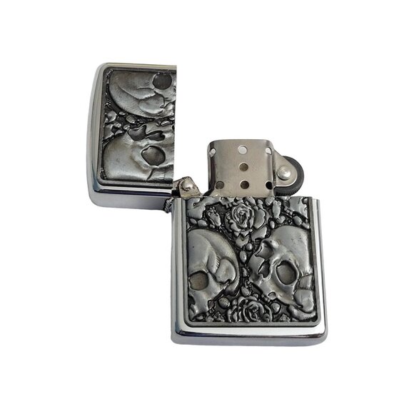 Antique Silver Metal Skulls Lighter Belt Buckle Lighter Buckle - Free Engraving - Picture 8 of 10